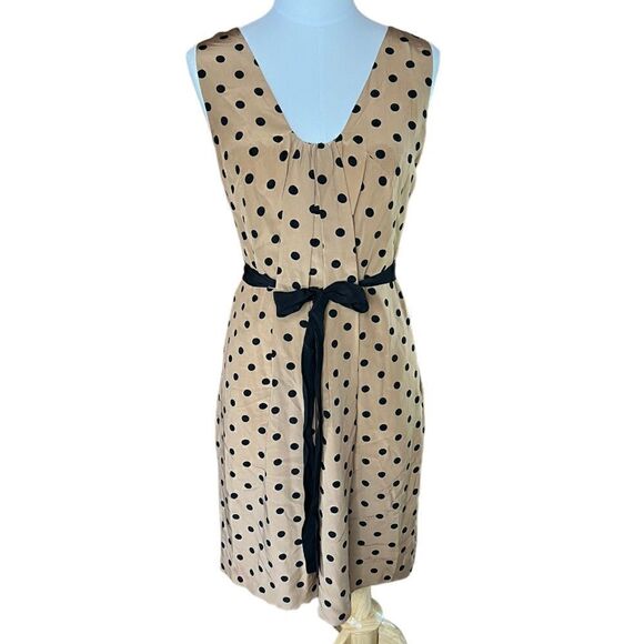 Anthropologie Yoana Baraschi Silk Polka Dot Belted Sleeveless Dress Size 6 - Picture 3 of 9